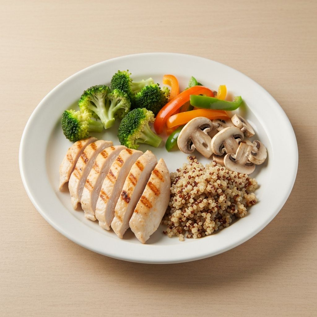 Balanserad måltid med olika livsmedel