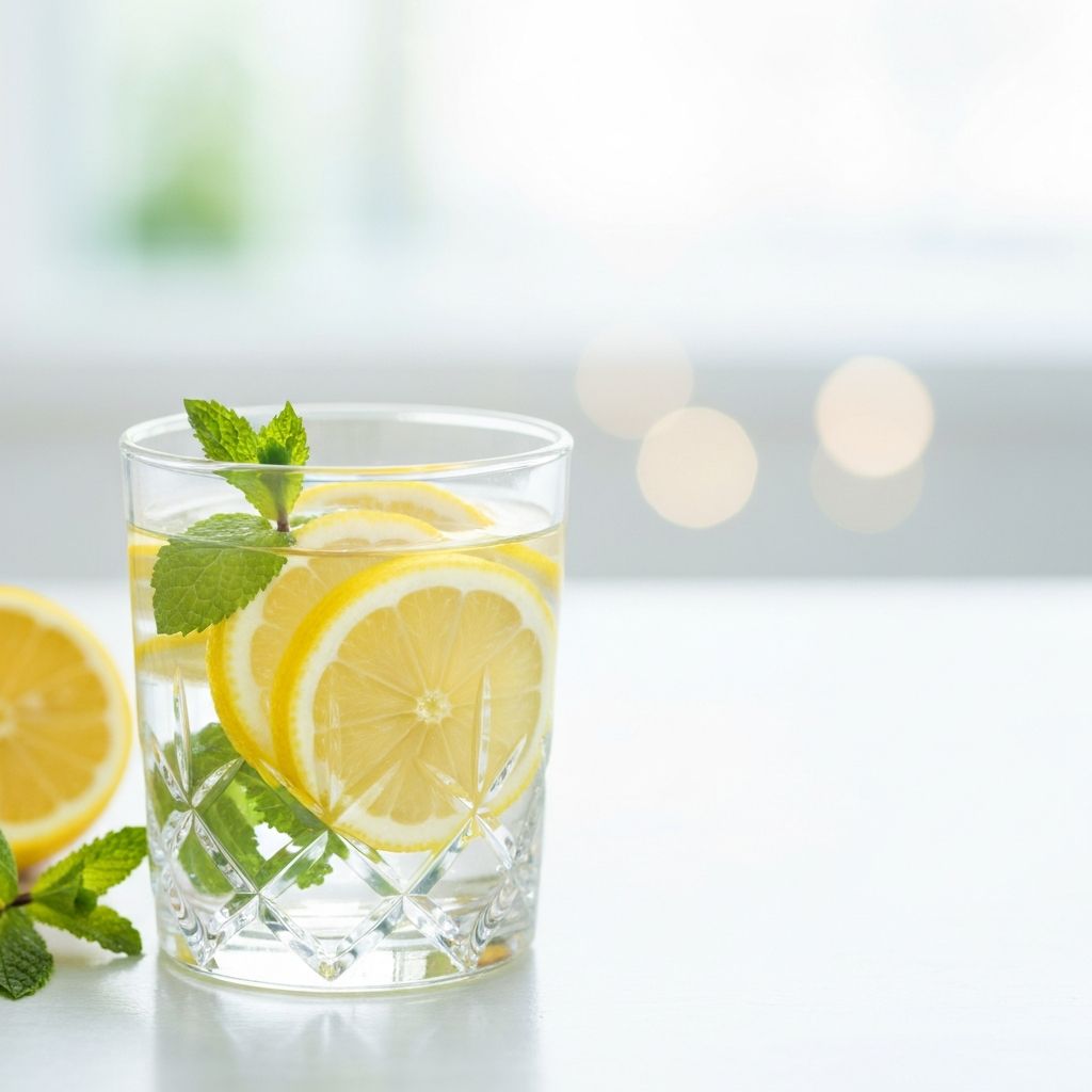 Glas med vatten och citronskivor