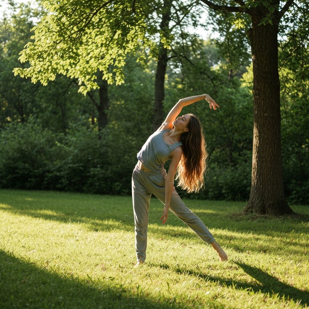 Person som gör yoga eller stretching utomhus